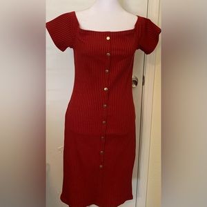 Derek Heart Burgundy Midi Button Dress Sz L